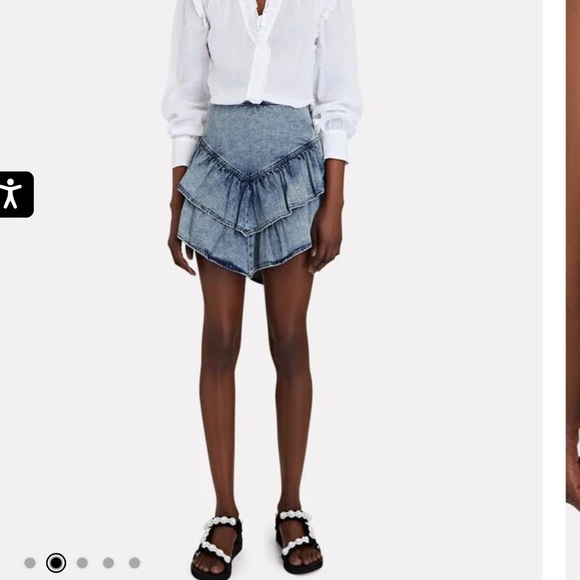 MOTHER Ruffled Denim Mini Skirt